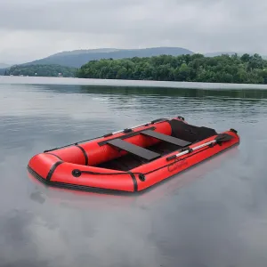 10 Ft Inflatable Dinghy Boats w/Wooden Frame, 2 Person Portable Pontoon Boat Raft, Inflatable Touring Kayak for Adults, Inflatable Tender Fishing Dinghy Boat w/Panels Paddles Foot Pump, Load 725 LBS
