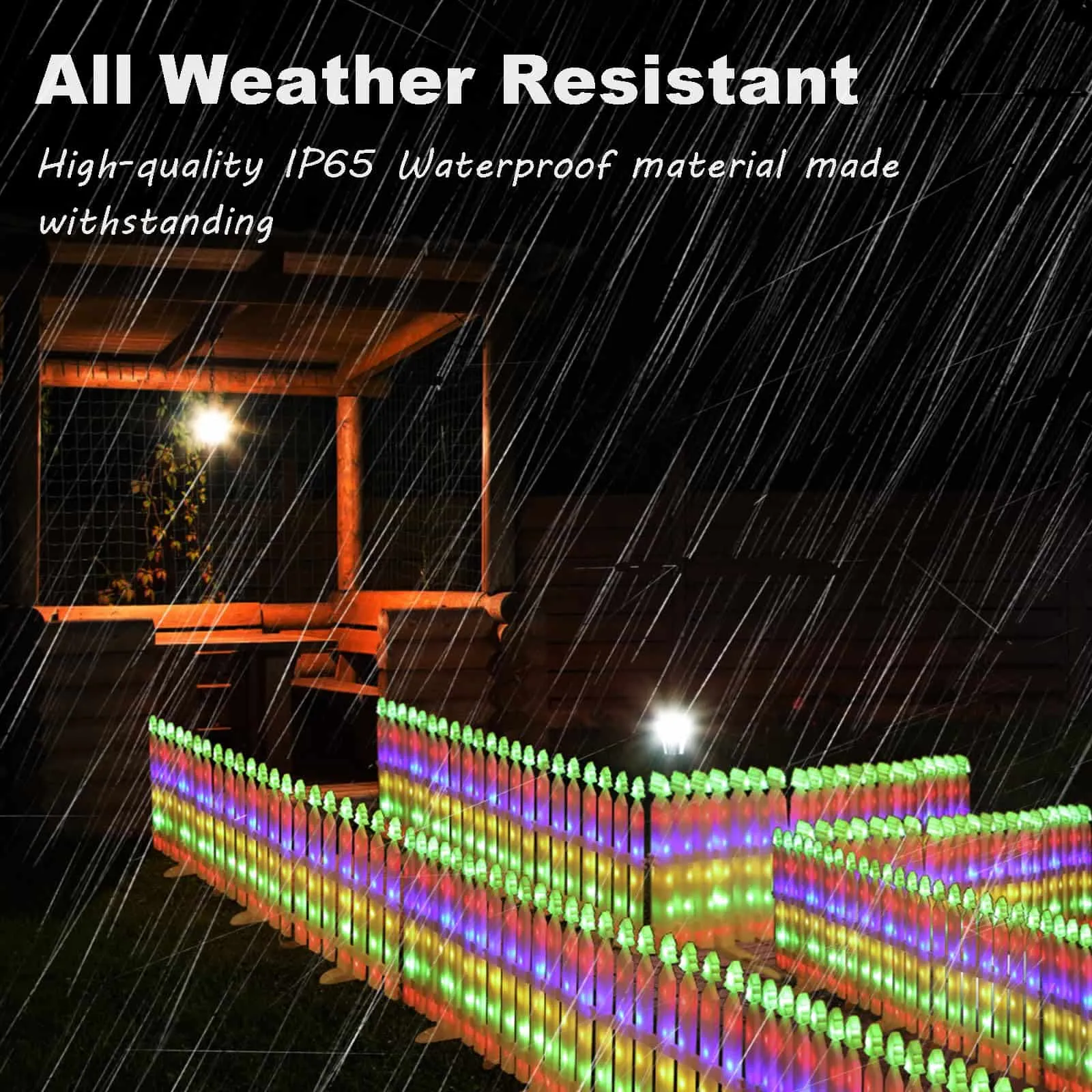 10FT 336 LED with 8 Modes, Waterproof Plastic Picket Fence Lights for Outdoor/Indoor Garden, Patio, Yard, and Landscape Christmas Tree Fence Decoration.Christmas Lights Decorative Lights.