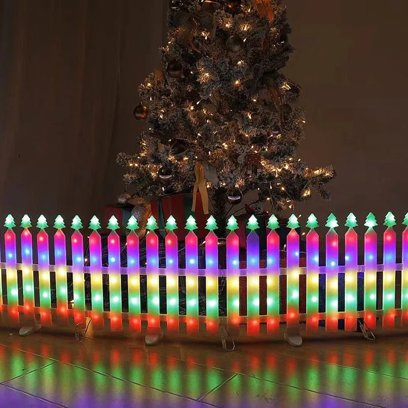 10FT 336 LED with 8 Modes, Waterproof Plastic Picket Fence Lights for Outdoor/Indoor Garden, Patio, Yard, and Landscape Christmas Tree Fence Decoration.Christmas Lights Decorative Lights.