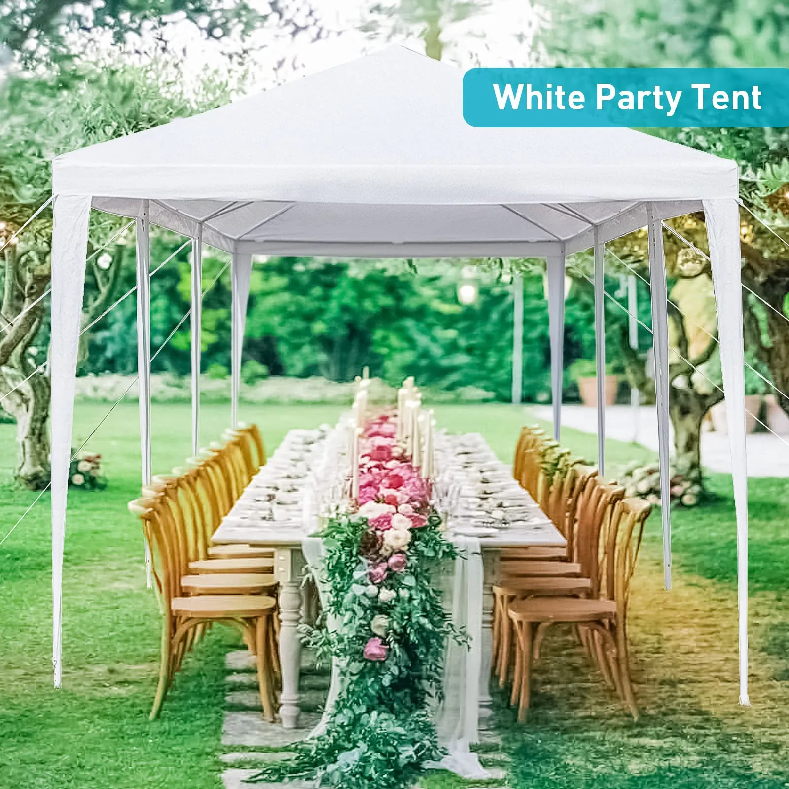 10x30 Party Tent, Outdoor Tents for Parties, White Wedding Tent, Event Tent, Large Canopy Tent with 8 Removable Sidewalls, Big Gazebo Tent for Backyard, Garden