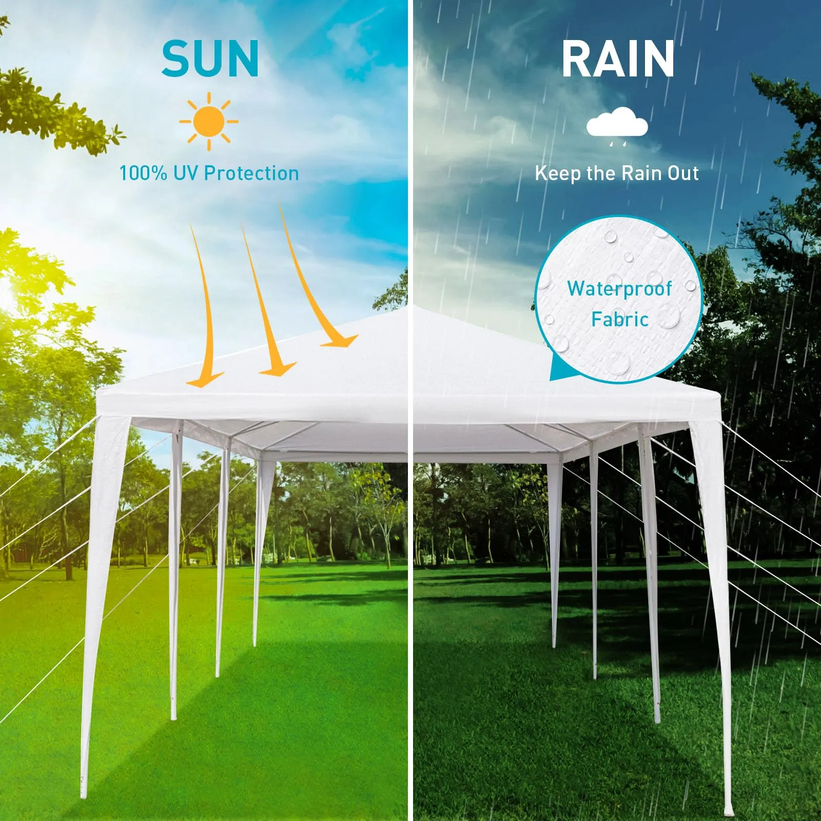 10x30 Party Tent, Outdoor Tents for Parties, White Wedding Tent, Event Tent, Large Canopy Tent with 8 Removable Sidewalls, Big Gazebo Tent for Backyard, Garden
