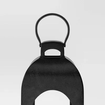 22.5"x7.7" Pillar Cast Aluminum Outdoor Lantern Candle Holder Black - Threshold