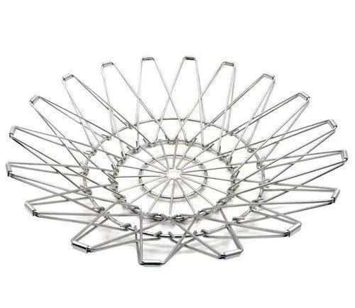3040 Multipurpose Fruit Basket Stainless Steel Wire Bowl Foldable Basket for Vegetable  /  Fruits  /  Dining