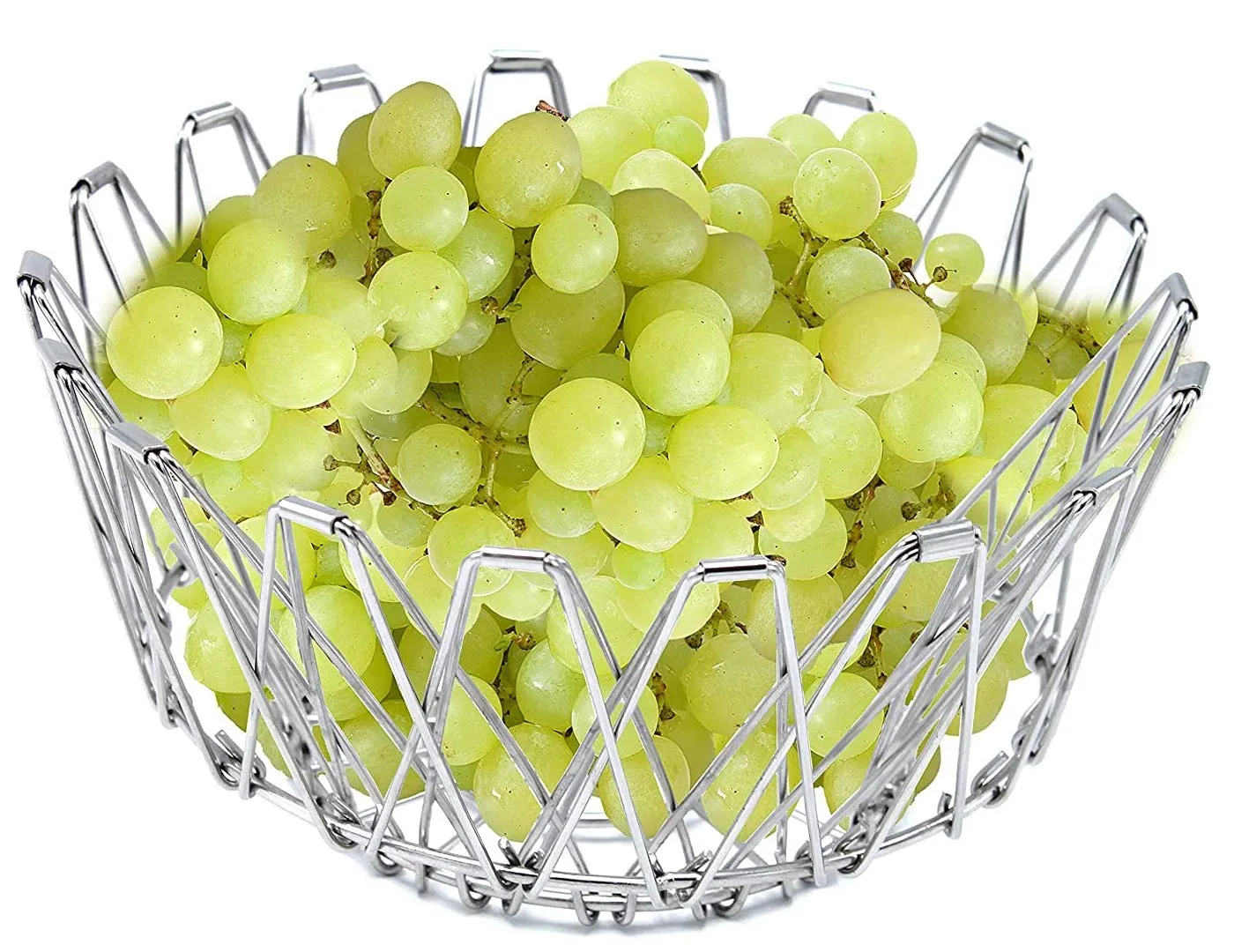 3040 Multipurpose Fruit Basket Stainless Steel Wire Bowl Foldable Basket for Vegetable  /  Fruits  /  Dining