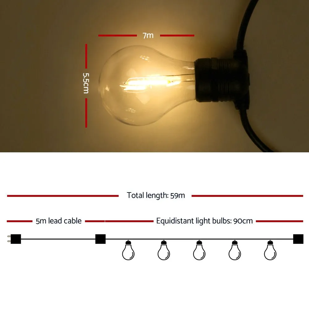 59m Festoon String Lights LED Outdoor Wedding Party Garden Decor