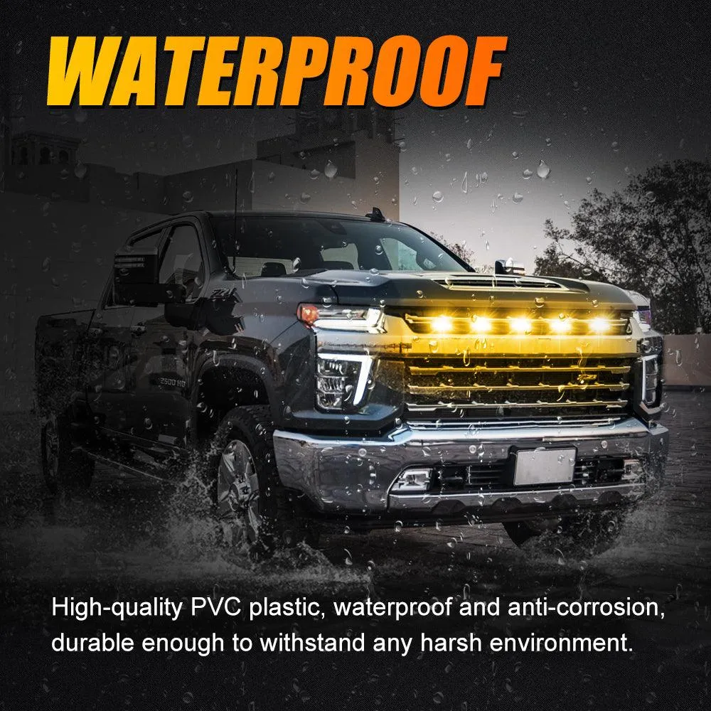 (5pcs/set)  LED Front Grille Lights Raptor Style Amber Light Universal Car Modification