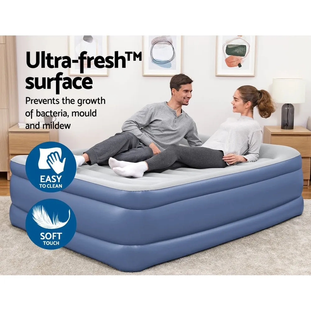 61 CM Thickness Air Bed Inflatable Mattress with Built-in Pump - Queen Size