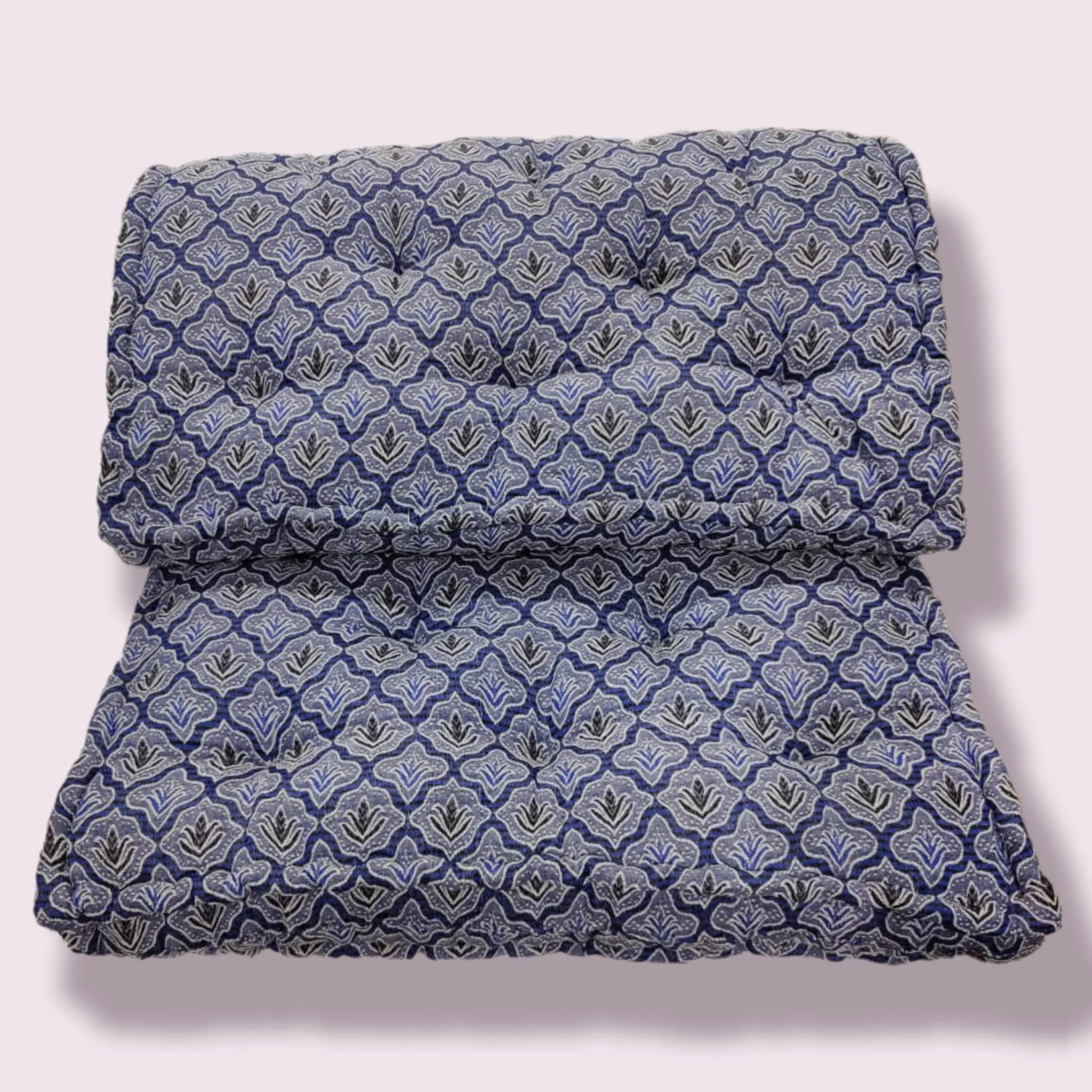 Adim's Soft Thick 5-Inch Cotton Box Mattress | Gadda Medium Firm Soft Cotton Mattress | Box Rectangle Type Single Bed Mattress (3X6 ft or 72X36X5 Inches,with one Fiber Pillow) Blue Embroidery Design