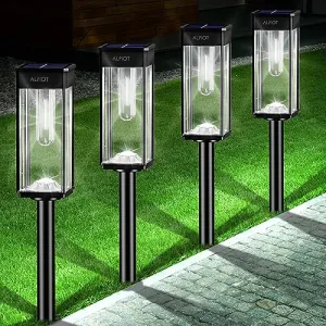 ALFIOT Solar Pathway Lights Outdoor,6 Pack Bright Solar Lights Outdoor, IP65 Waterproof Auto On/Off Solar Garden Lights Solar Powered Landscape Lighting for Yard Patio Walkway Driveway Pathway - Black