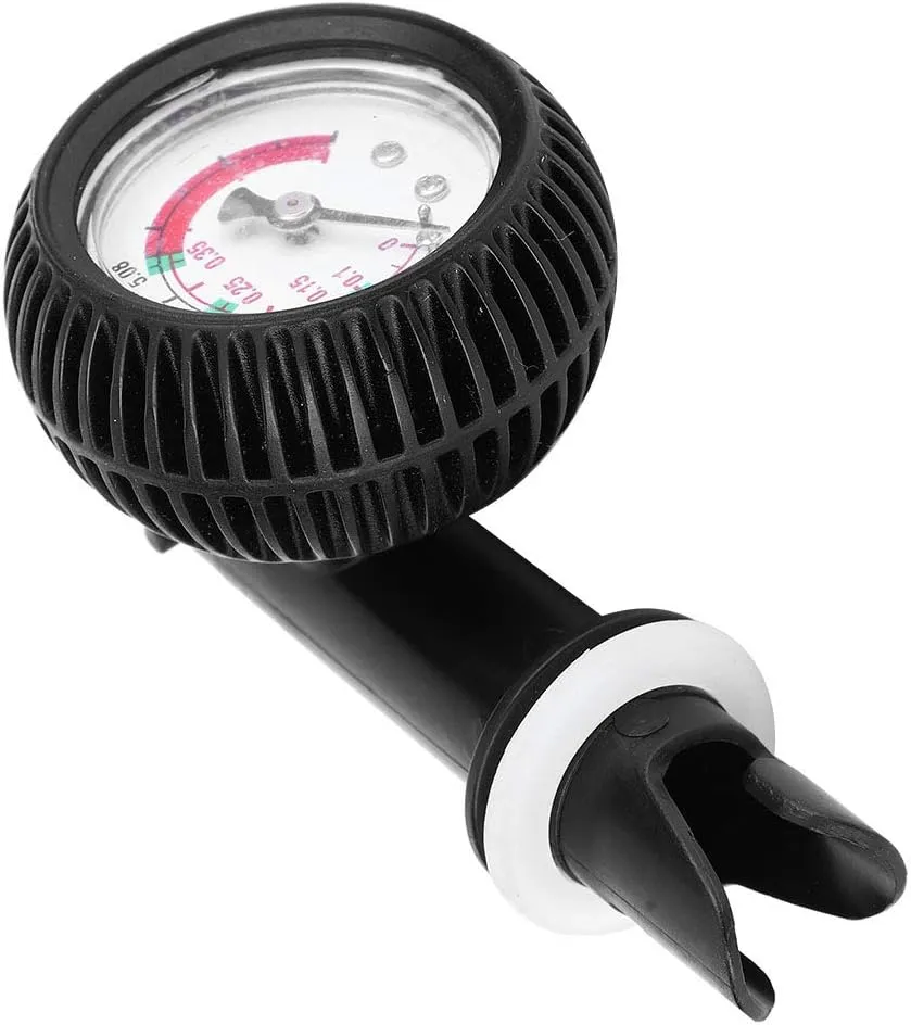 Alomejor Inflatable Boat Kayak Raft Pressure Gauge, Air Thermometer, Up to 0.6bar/8.55 PSI, PVC Material, Long Hose Adapters