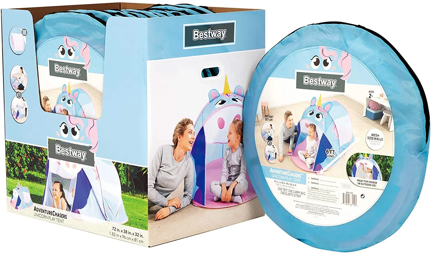 Bestway AdventureChasers Unicorn Play Tent (72" x 38" x 32"/1.82m x 96cm x 81cm)