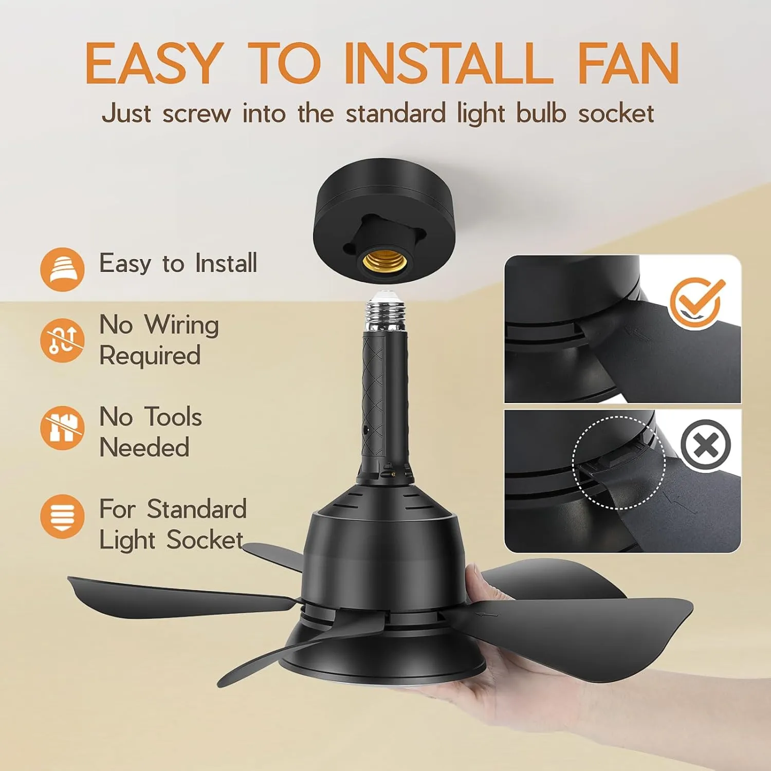 Black Ceiling Fan with Light, 3 Light Color Dimmable Ceiling Fans with Lights and Remote, E26/E27 Standard Light Base, Modern Flush Mount Low Profile Ceiling Fan for Bedroom