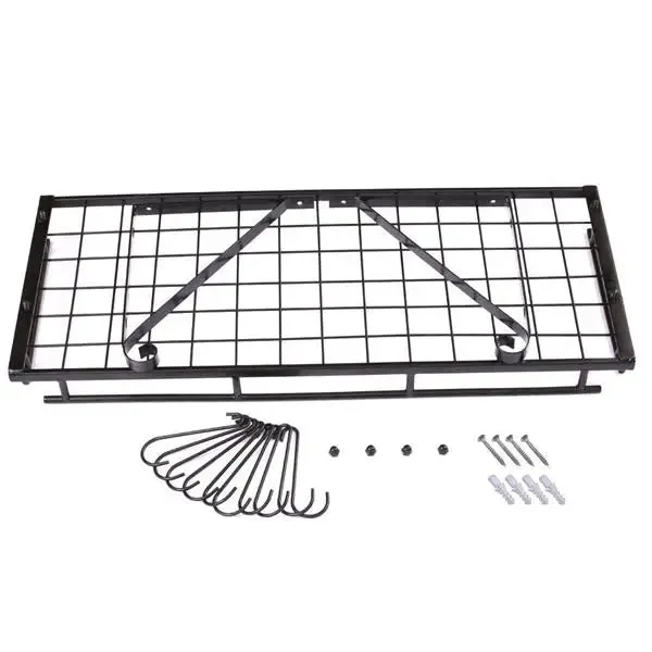 Black Mounted Kitchen Pot Rack with 12 Hanging Hooks