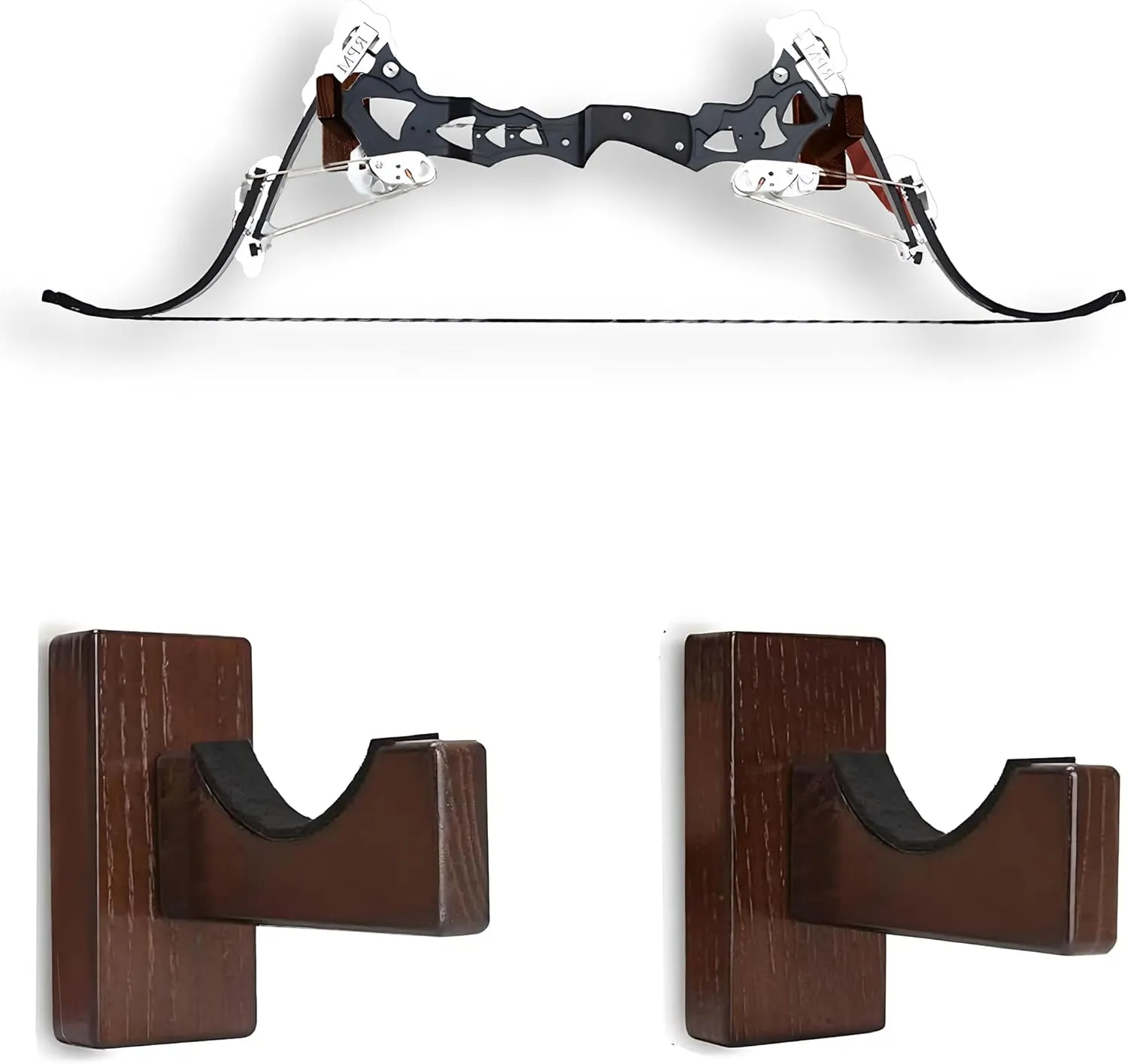 Bow Rack Wall Mount Wooden Bow Hanger Bow Hook Wall Mount Bow Storage Rack Universal Bow Holder Stand for Recurve Compound Bow Longbow Shop Display Bow - Not Bow