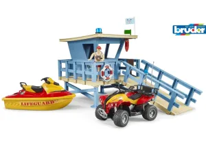 Bruder Life Guard Station With Quad Bike & Jet Ski