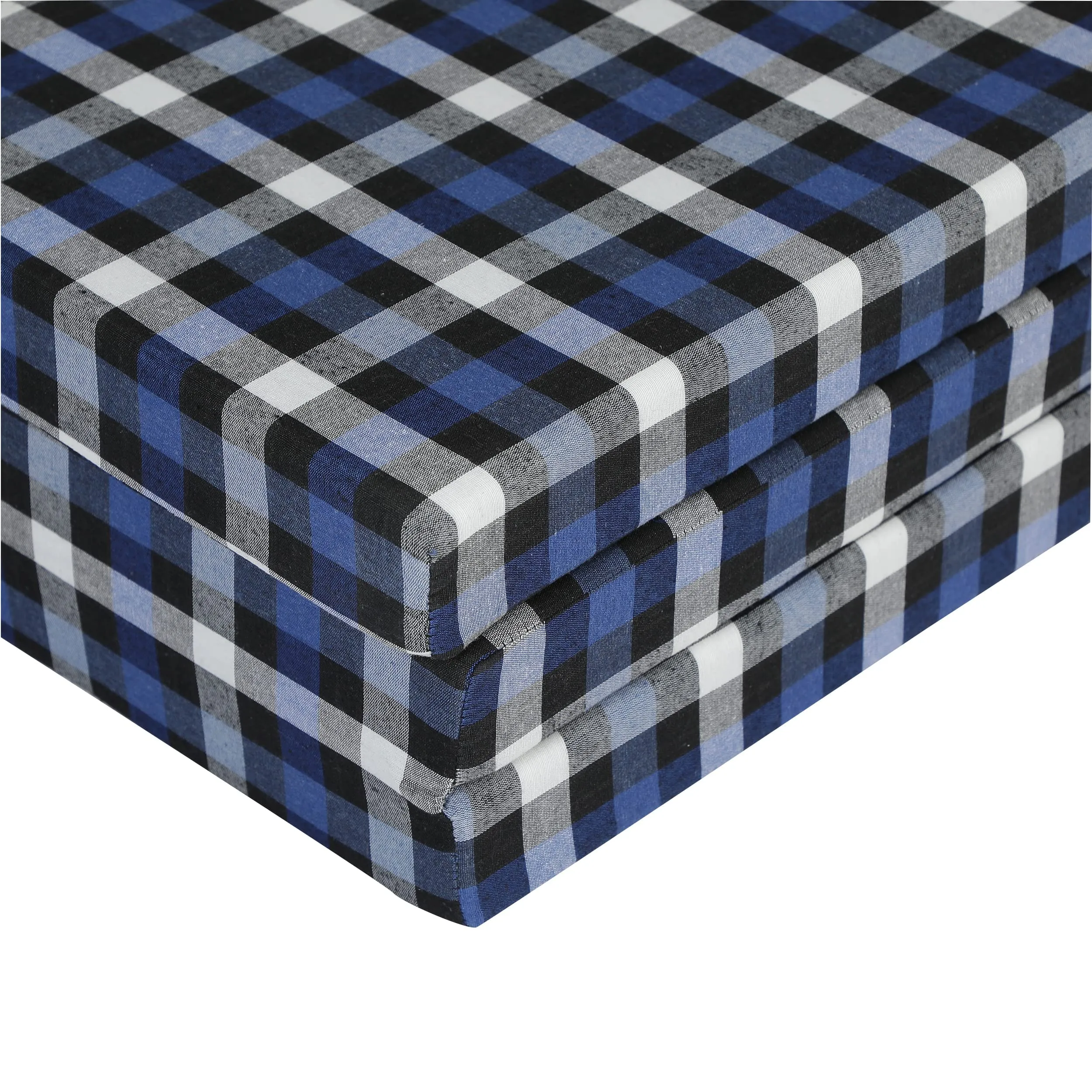 COLOFLY Foldable UHD Foam Three Fold Single Bed Reversible Mattress (Size - 72 x 35 x 3 Inches) Lightweight Gadda for Guests Travel Picnic - Blue & White