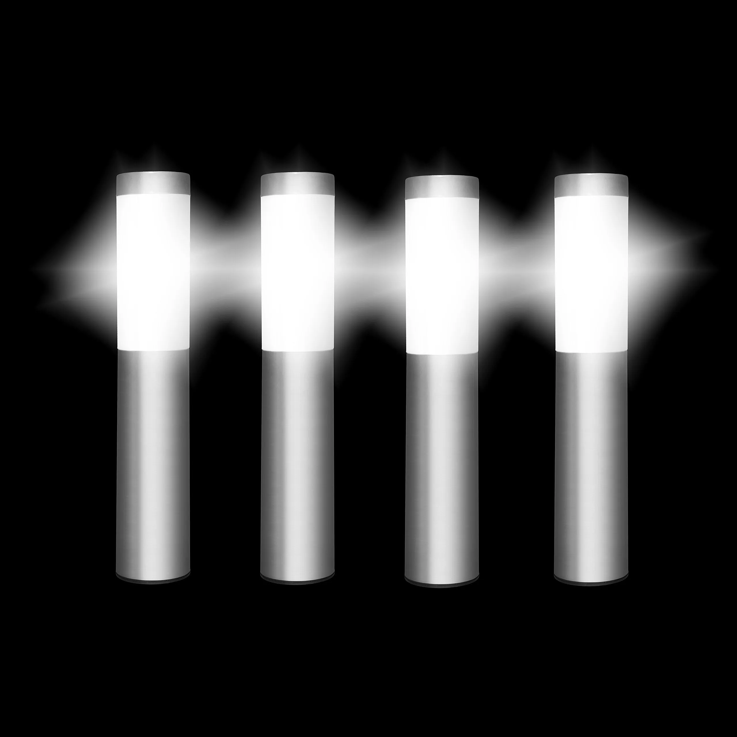 Contemporary Stainless Steel Solar Powered Garden Stake Lights (Set of 4)