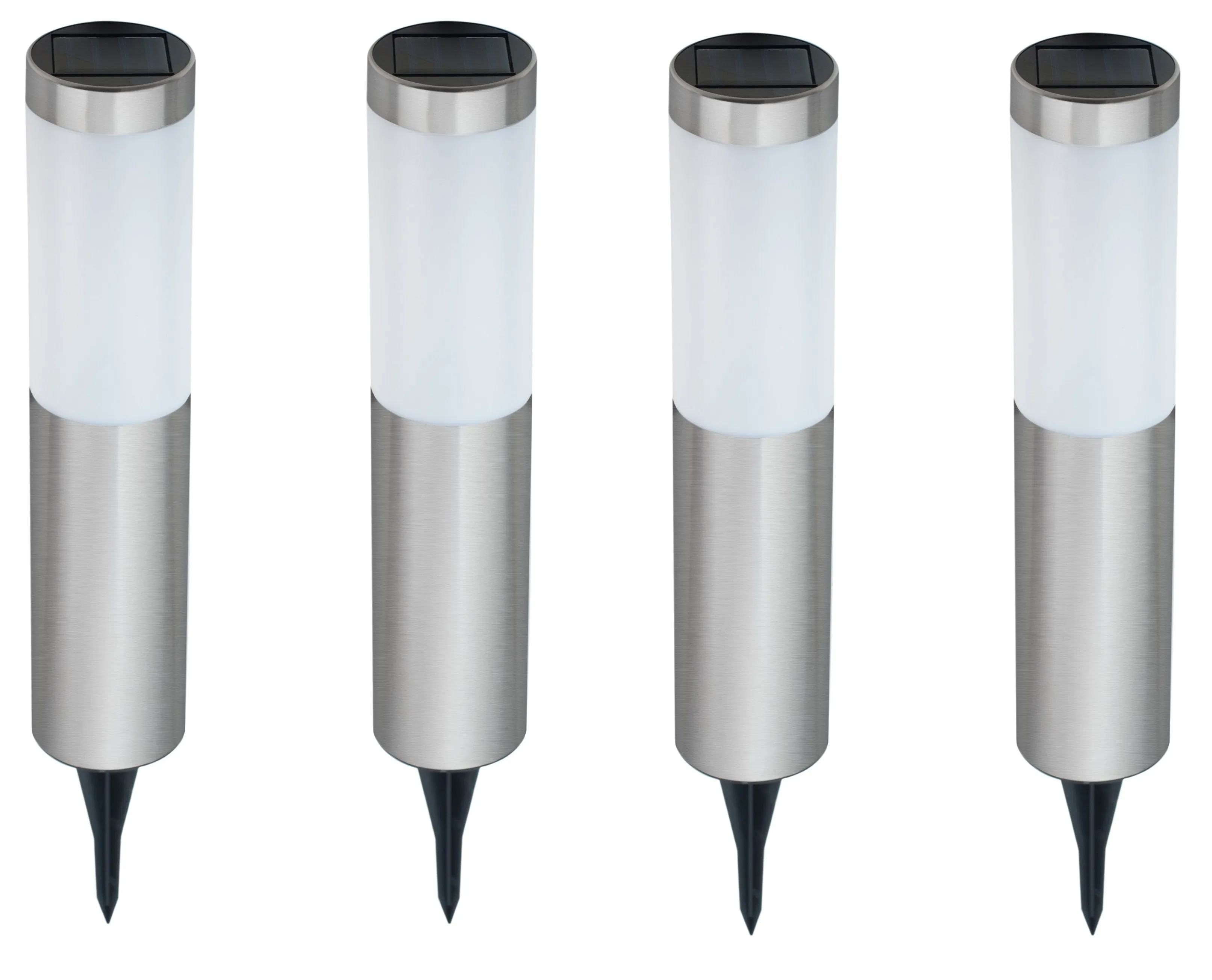 Contemporary Stainless Steel Solar Powered Garden Stake Lights (Set of 4)