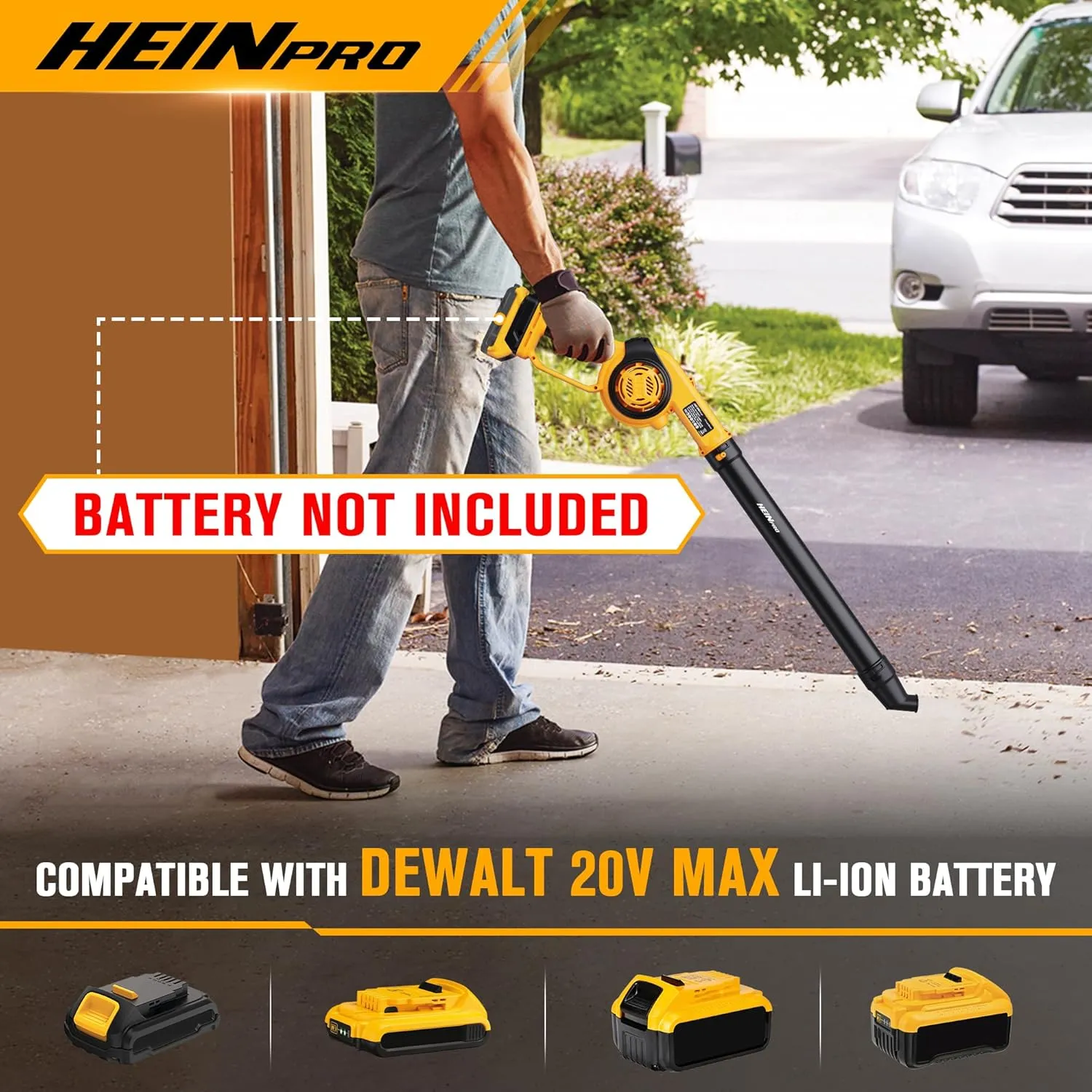 Cordless Leaf Blower Compatible with Dewalt 20V Max Battery (Battery not Included), Up to 200MPH Small Electric Leaf Blower, 3 Speeds Mode, Battery Powered Mini Leaf Blowers for Patio