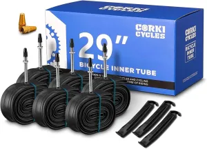 Corki Cycles Bike Inner Tubes 29 inch x 1.75 1.95 2.0 2.1 2.125 2.25 2.3 2.35 2.4 (Schrader Valve 32mm/ Presta Valve 48mm) 6 Pack