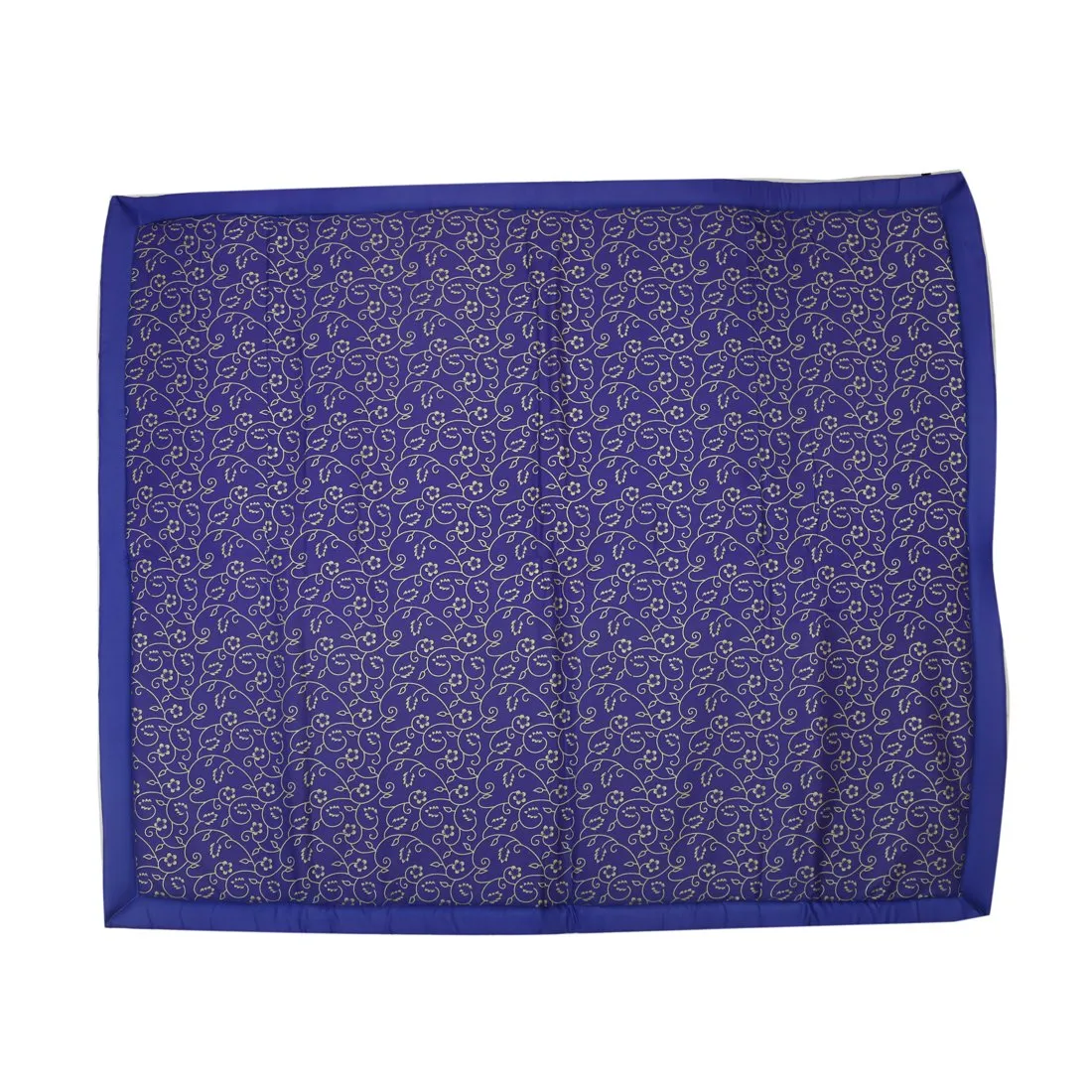 CRAFT OF INDIA - Foldable Mat Korai River Grass (5 X 6.5 ft, Blue Butter Satin Fabric) with 20MM Soft Foam Comfort Cushion and Portable Mattress