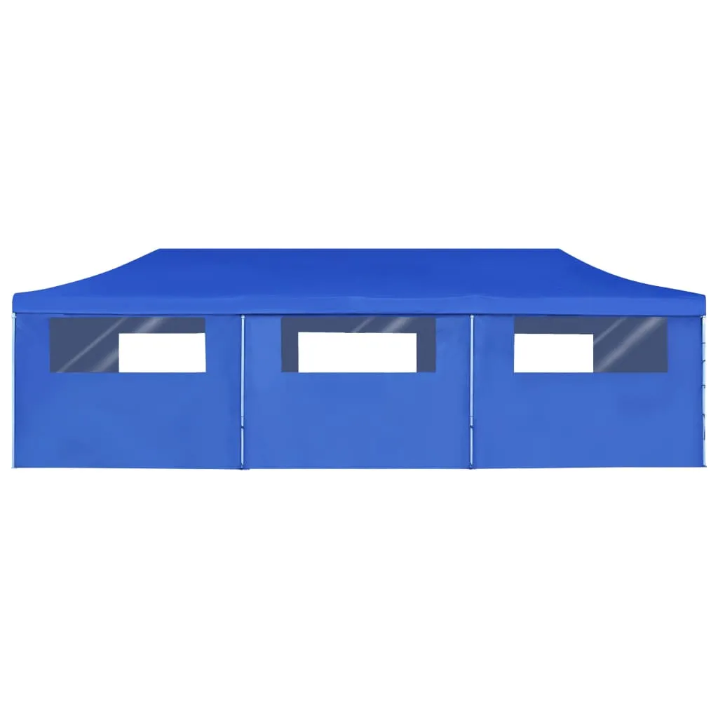 Folding Pop-up Party Tent with 8 Sidewalls 3x9 m Blue