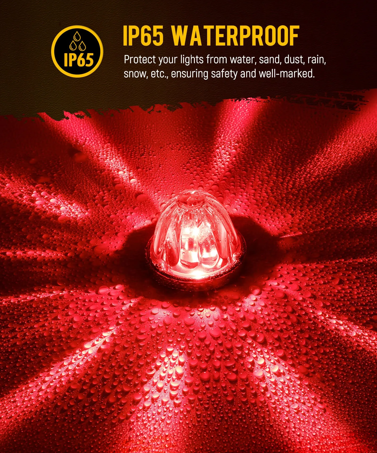 Glass Watermelon Lights Clear Lens Red LED Side Marker Turn Signal Lights with Bezel Replacement for Kenworth Peterbilt Freightliner Truck