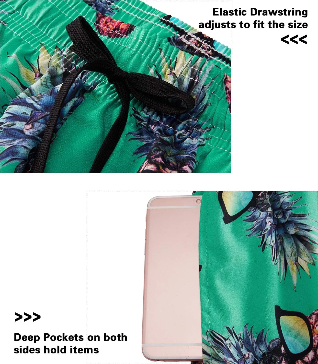 Goodstoworld Men's Novelty Swimtrunks Quick Dry 3D Printed Mesh Lining Beach Board Shorts with Pockets S-4XL