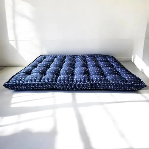 H B Msala Gadda Medium Firm Soft Cotton Quilt Mattress, Rectangle Type, Black Hosiery Cotton, Premium Blue Box Pack of 1 (6x6 King)