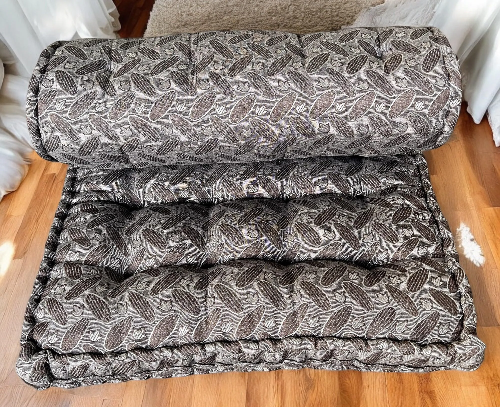 H B Msala Gadda Medium Firm Soft Cotton Quilt Mattress, Rectangle Type, Black Hosiery Cotton, Premium Shine Grey Box (5x6 Queen)
