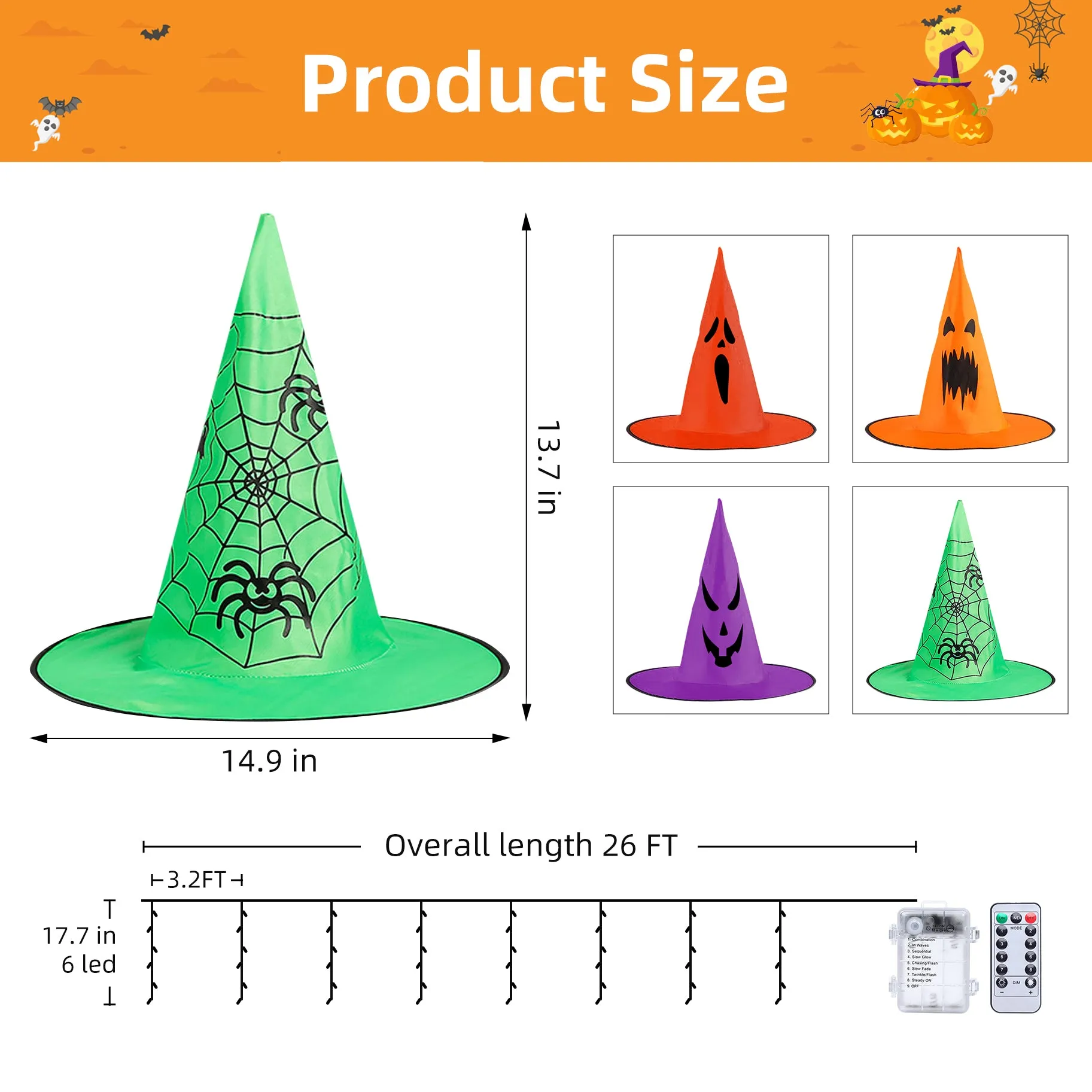 Halloween Witch Hat String Light for Outdoor Garden Patio Tree
