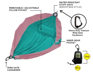 Hammock 100% Parachute Material Backpackers Double Cotton Candy