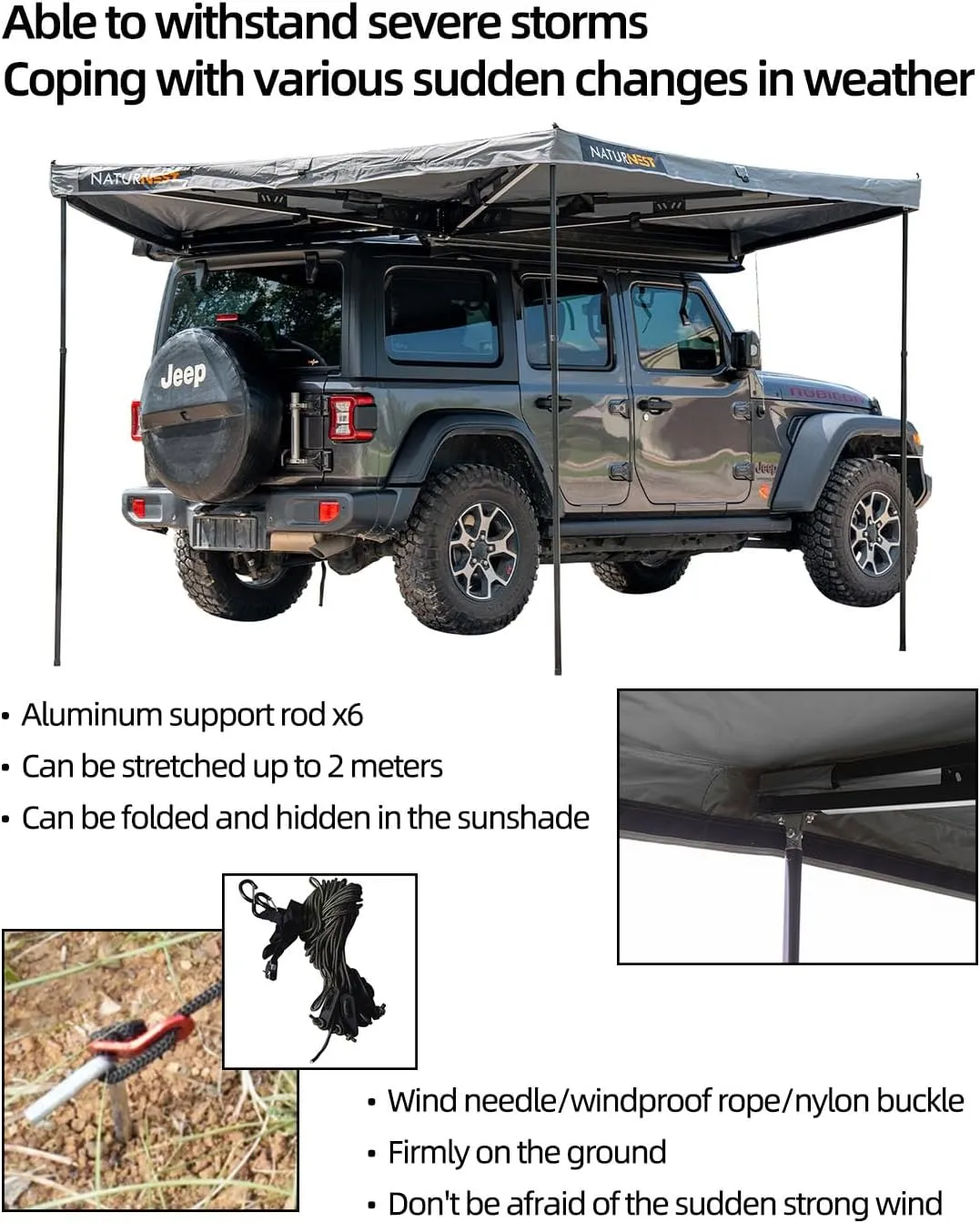Hard Shell Rooftop Tent, Quick Setup, All-Season Overland Camping Tent for SUV, Jeep, Van, and Pickup Truck