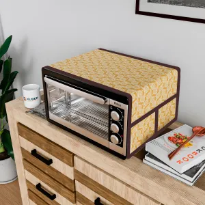 Heart Home Oven Top Cover | Microwave Oven Top Cover | Microwave Cover with 4 Utility Pockets | Oven Cover for Kitchen Décor | Carry Design Oven Top Cover | 28 LTR | Golden
