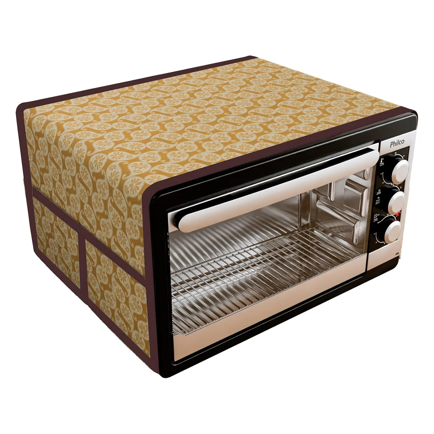 Heart Home Oven Top Cover | Microwave Oven Top Cover | Microwave Cover with 4 Utility Pockets | Oven Cover for Kitchen Décor | Carry Design Oven Top Cover | 28 LTR | Golden
