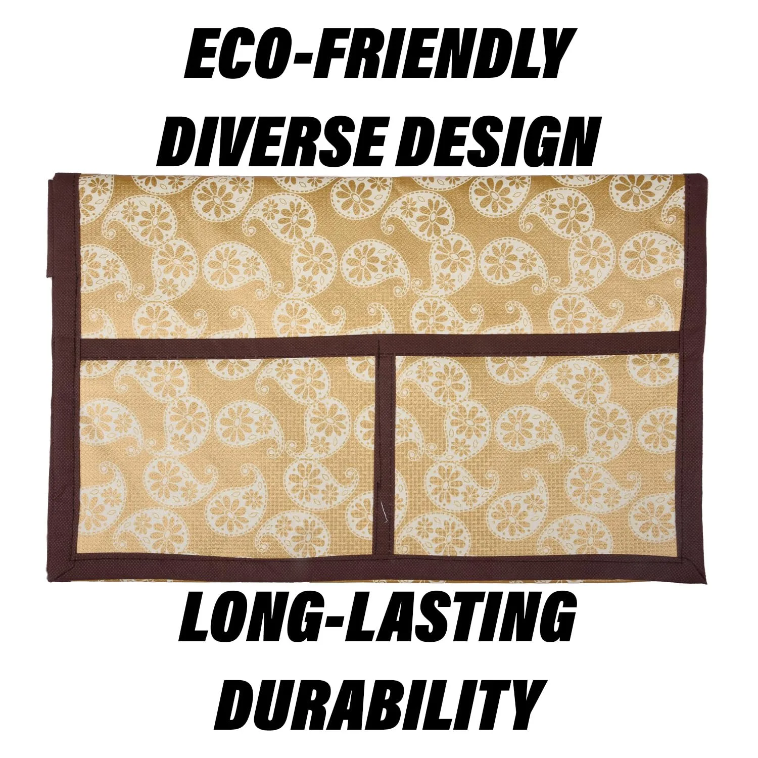 Heart Home Oven Top Cover | Microwave Oven Top Cover | Microwave Cover with 4 Utility Pockets | Oven Cover for Kitchen Décor | Carry Design Oven Top Cover | 28 LTR | Golden