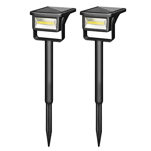 HUYIENO 2PK Solar Outdoor Lights Garden Pathway Spot Lights Ground/Wall Mounting 2 Lighting Modes for Outdoor Landscape