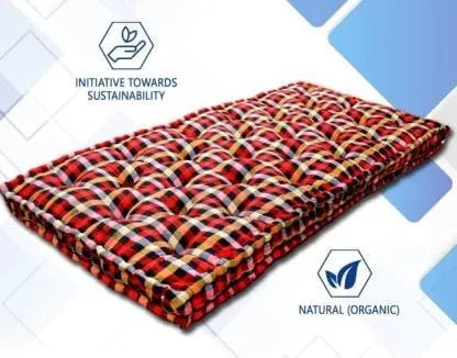 IMSMARTMART Heavy Border Plus 5 inch Single Cotton MattressSoft Cotton Multicolor Mattress Gadda Single Bed Ideal Travel, Home, Dabha, Hotel, Marriage Hall (L x W: 72 inch x 36 inch)