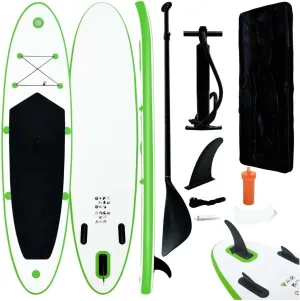 Inflatable Stand up Paddle Board Set Green and White 7.2"-Fin Width 84.6"-Oar Length 1 Adult-Maximum Number of Persons