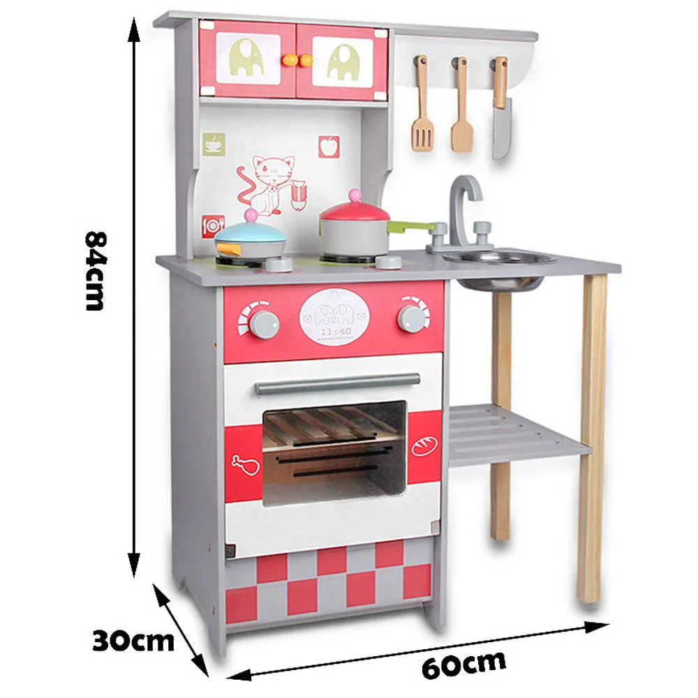 Kids Wooden Kitchen Pretend Play Set Toy Toddlers Children Cooking Home Cookware