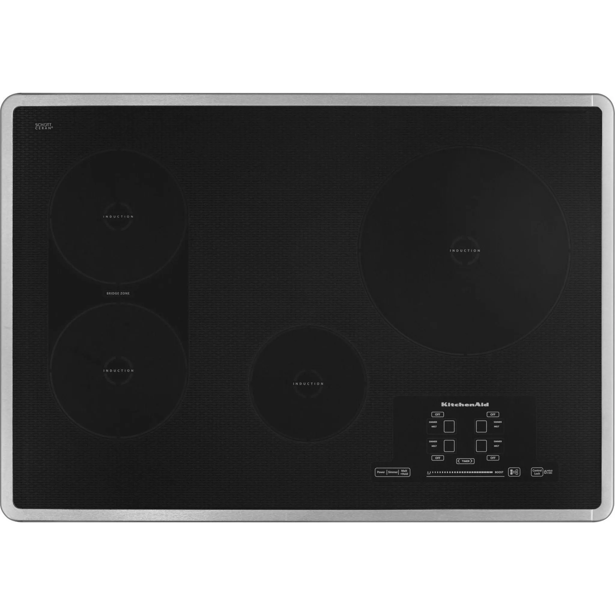 KitchenAid  30" Induction Cooktop with 4 Elements, Touch-Activated Controls and Power Slider (KICU509XSS)