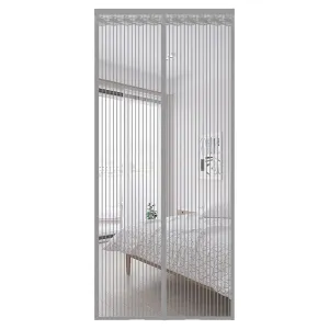 Kuber Industries Magnetic Mosquito Curtain | Insects Door-Balcony-Curtain | Mesh Magnetic Curtain for Window | Bugs-Mosquito-Insects Mesh Protector Net | JL220110GY | Gray