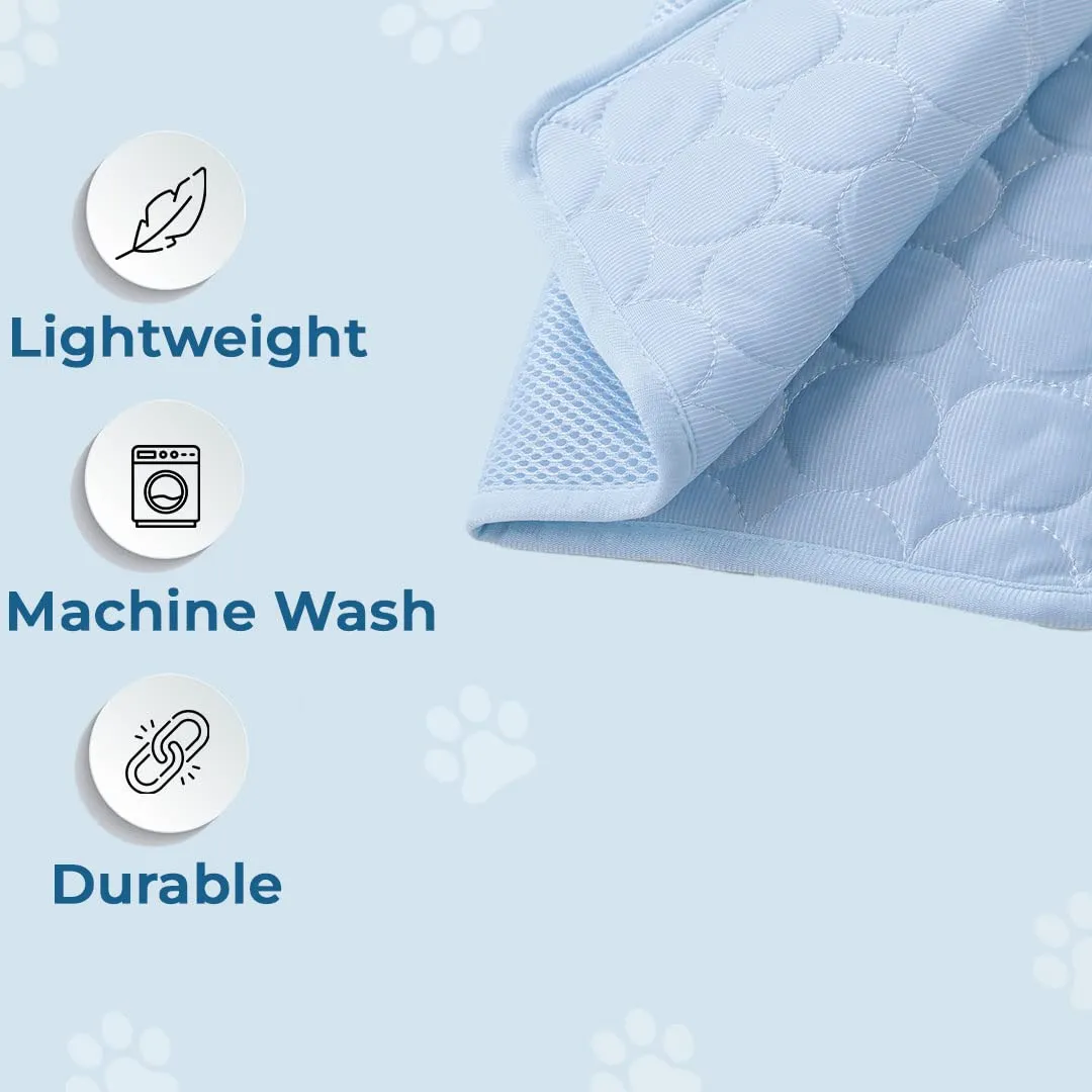 Kuber Industries Rectangular Dog & Cat Bed|Multi-Utility Self-Cooling Pad For Dog & Cat|Light-weight & Durable Dog Bed|ZQCJ001LB-XL|Light Blue