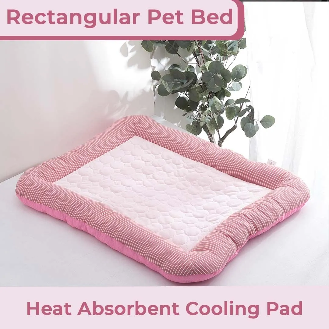 Kuber Industries Rectangular Dog & Cat Bed|Yarn Dyed Oxford Cloth|Nylon and Polyester with Cotton Filling|Self-Cooling Bed for Dog & Cat|Small Light-Weight & Durable Dog Bed|ZQCJ005P-M|Pack of 2|Pink