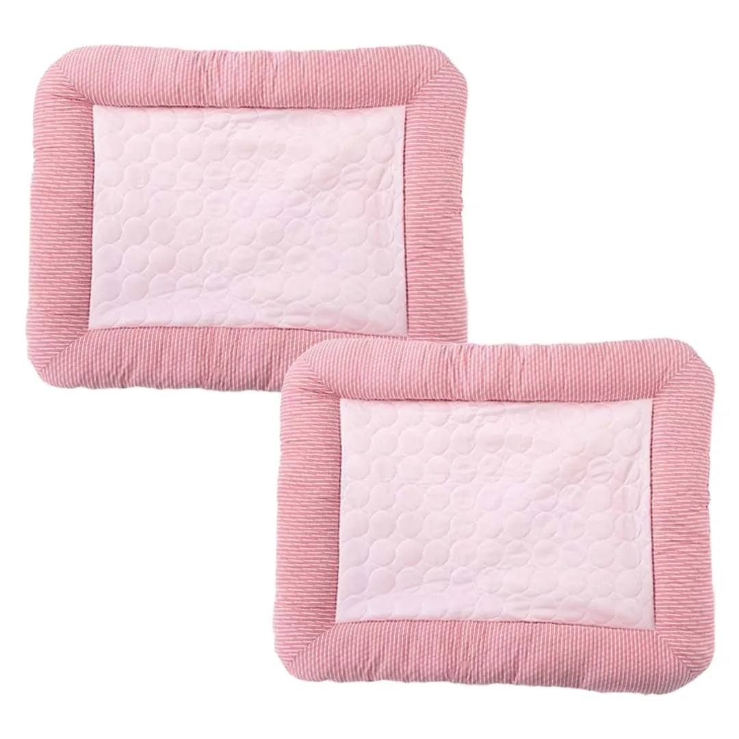 Kuber Industries Rectangular Dog & Cat Bed|Yarn Dyed Oxford Cloth|Nylon and Polyester with Cotton Filling|Self-Cooling Bed for Dog & Cat|Small Light-Weight & Durable Dog Bed|ZQCJ005P-M|Pack of 2|Pink