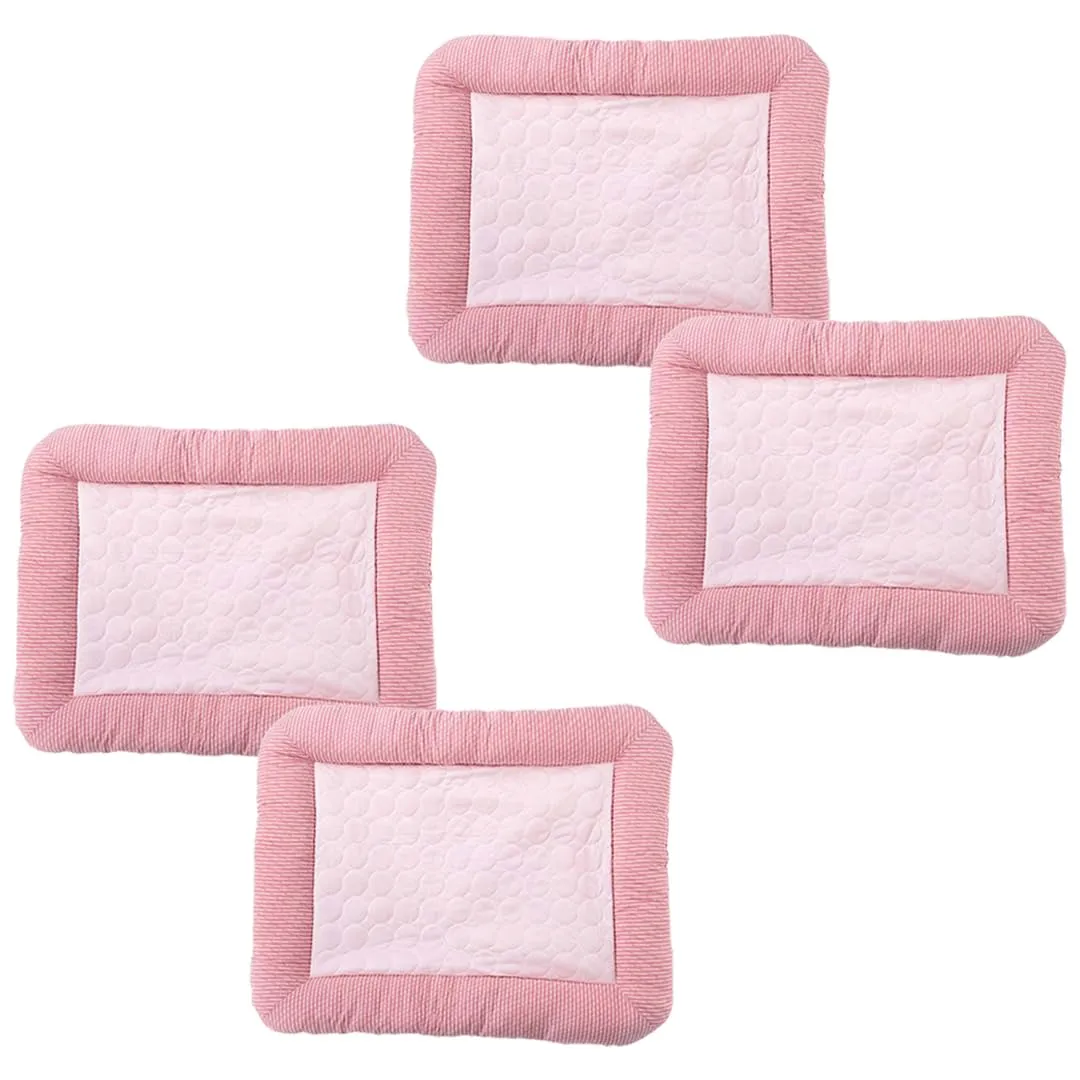 Kuber Industries Rectangular Dog & Cat Bed|Yarn Dyed Oxford Cloth|Nylon and Polyester with Cotton Filling|Self-Cooling Bed for Dog & Cat|Small Light-Weight & Durable Dog Bed|ZQCJ005P-M|Pack of 4|Pink