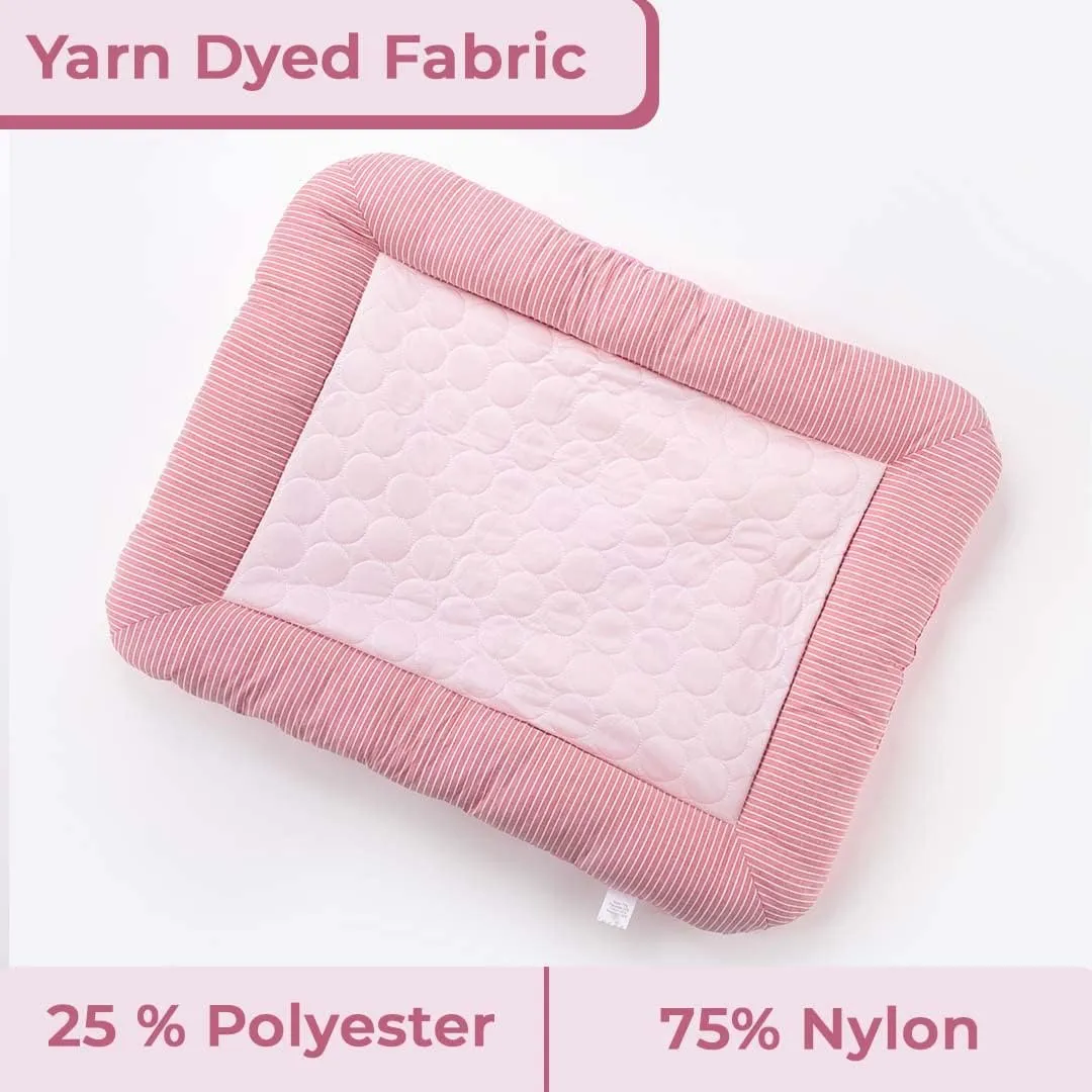 Kuber Industries Rectangular Dog & Cat Bed|Yarn Dyed Oxford Cloth|Nylon and Polyester with Cotton Filling|Self-Cooling Bed for Dog & Cat|Small Light-Weight & Durable Dog Bed|ZQCJ005P-M|Pack of 4|Pink