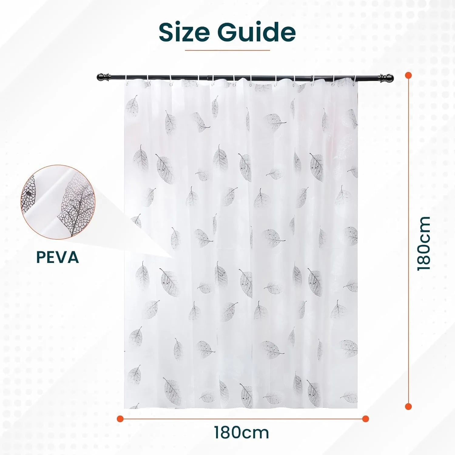Kuber IndustriesSoft Texture Bath curtain|Natural Drape Waterproof Shower Curtain 6 Feet| Pack of 6|White