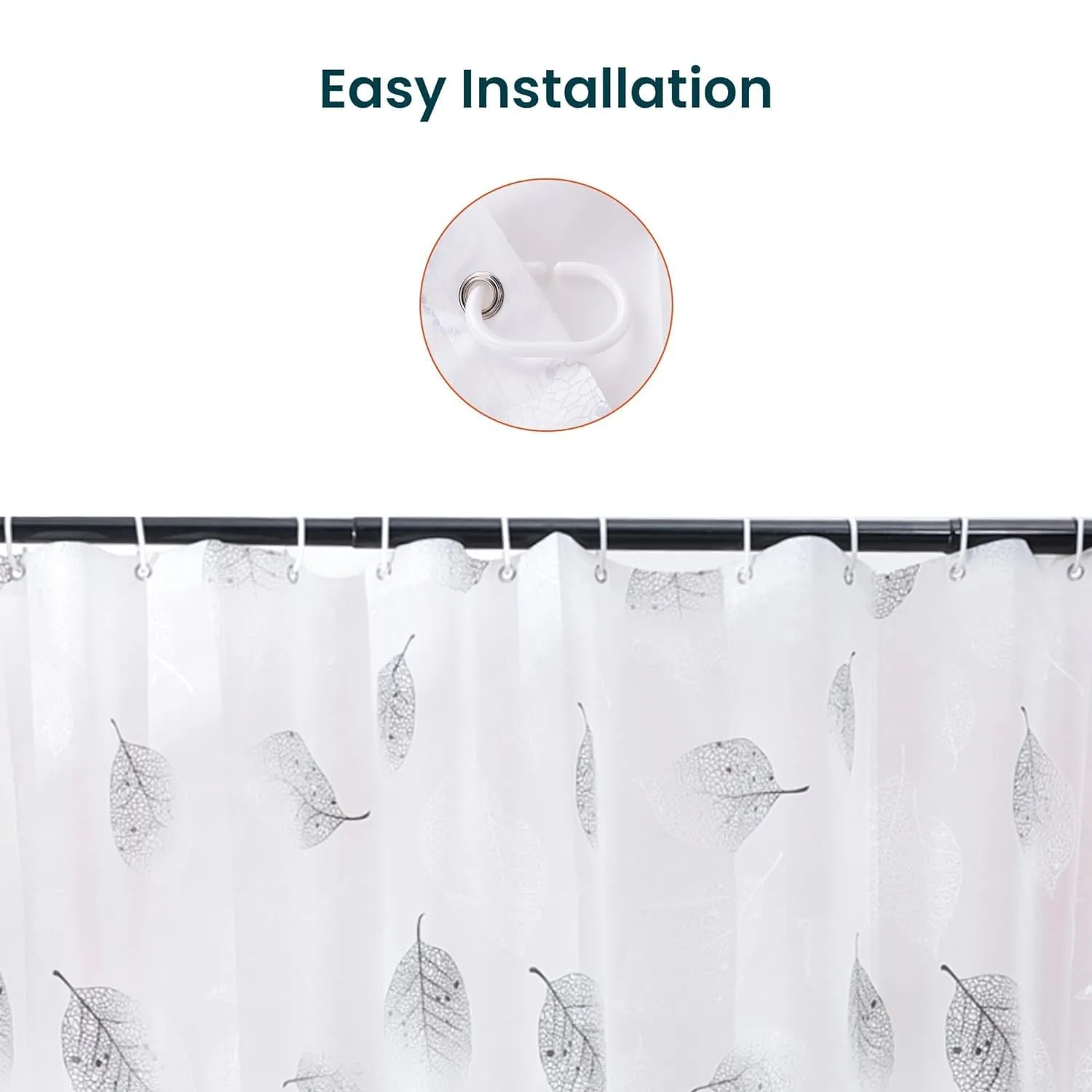 Kuber IndustriesSoft Texture Bath curtain|Natural Drape Waterproof Shower Curtain 6 Feet| Pack of 6|White