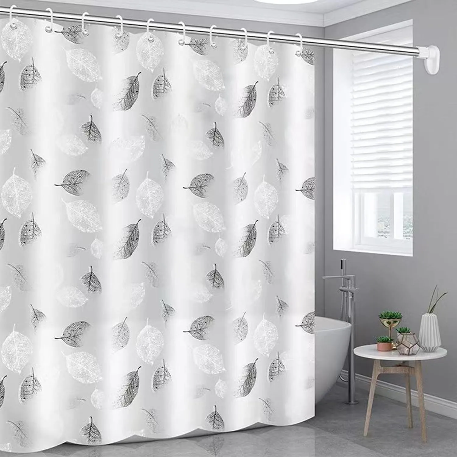 Kuber IndustriesSoft Texture Bath curtain|Natural Drape Waterproof Shower Curtain 6 Feet| Pack of 6|White